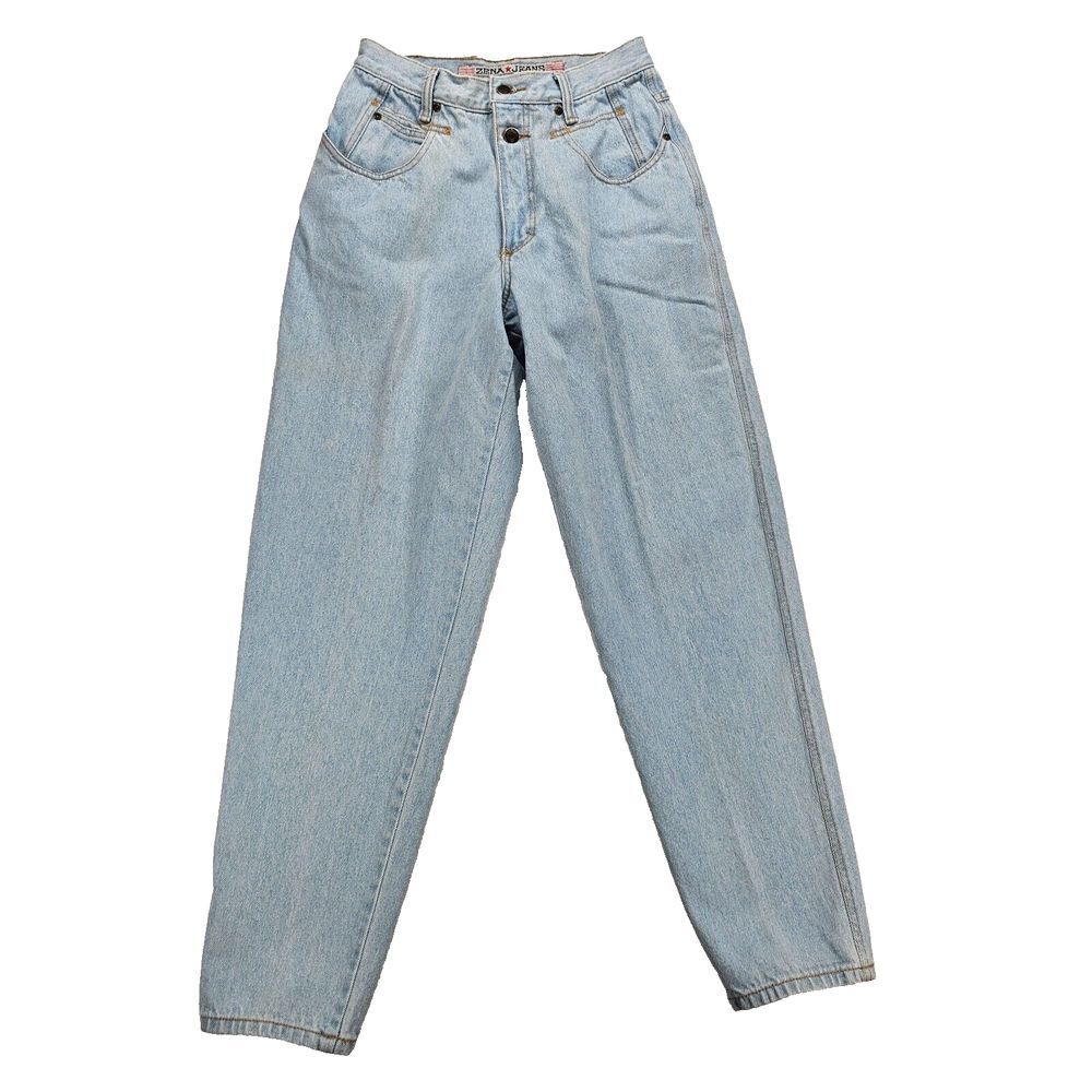 Vintage ZENA‎ High Rise Light Wash Tapered Leg Womens Jeans Size 11 Blue Hip Hop